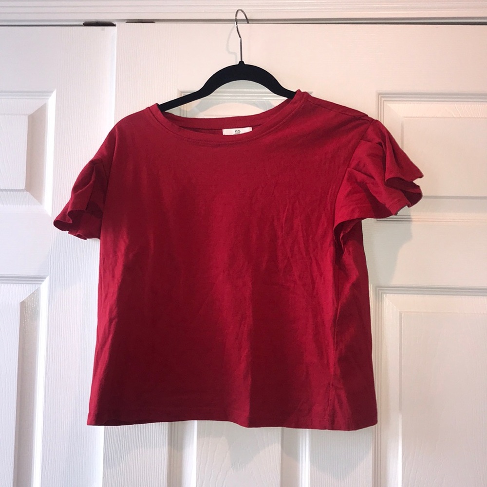 BP Red Flounce Sleeve Top Size M